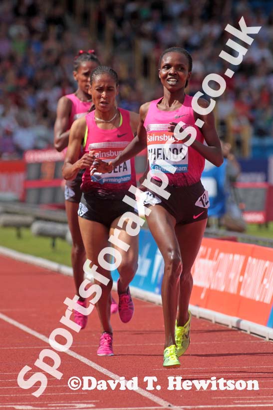 Milcah Chemos (Ken) wins the 3000 metres steeplechase at the IAAF Diamond League, Birmingham.